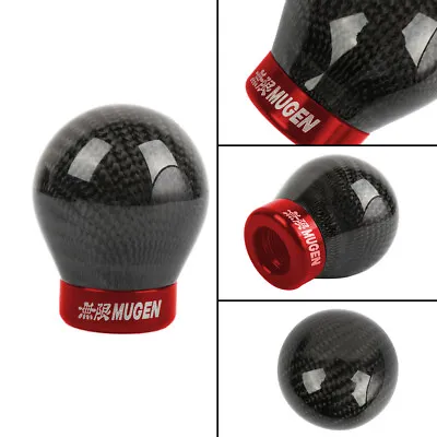 MUGEN Racing Real Carbon Fiber BLACK/RED Ball MANUAL Gear Shift Shifter Knob • $20.88