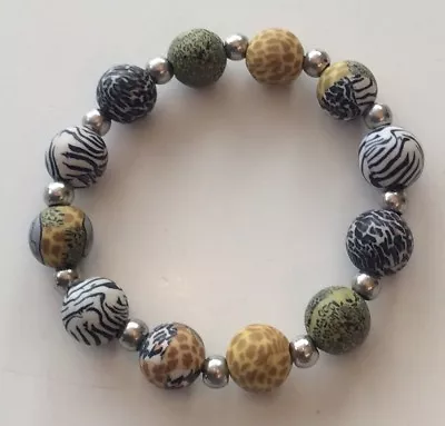 Viva Beads Hand Painted Stretch Clay Bracelet Black • $7.31