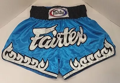 Fairtex Muay Thai Boxing Kick Boxing MMA Shorts Blue/W Flames Size Large 🔥  • $32.79