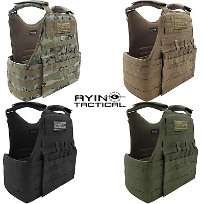 Padded Plate Carrier Vest W/ MOLLE Web Pouches Adjustable EDC Chest Rig - AYIN • $59.95