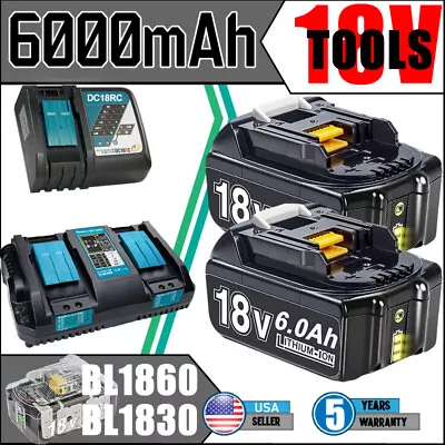 For Makita 18V 6.0Ah LXT Li-Ion Battery Or Dual Charger BL1860 BL1830 BL1850 US. • $25.64