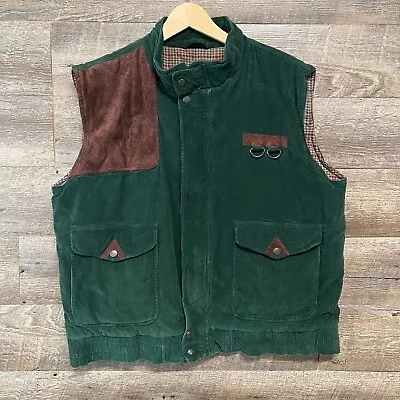 Vintage Hugo Valentino Corduroy Flannel Lined Shooting Hunting Vest Men's Sz XL • $34.95