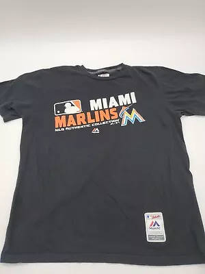 Miami Marlins T-Shirt Men Large Graphic Logo Majestic Triple Peak…#5295 • $4.50