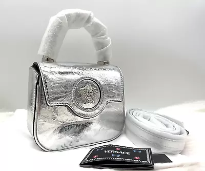 AUTH NWT $1625 Versace La Medusa Head Mini Metallic Leather Top Handle Crossbody • $1544.03