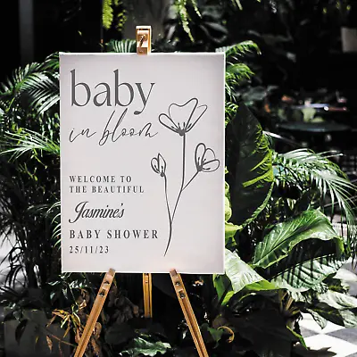 Baby In Bloom - Personalised Baby Shower Sticker Decal For DIY Welcome Sign • £6.99