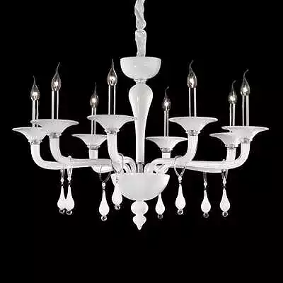 Chandelier 8 Lights Modern Murano White DL0698 • $1044.11