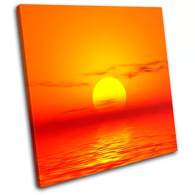 Sunset Sunset Seascape SINGLE CANVAS WALL ART Picture Print VA • £19.99