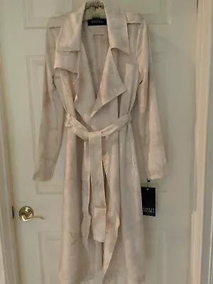 Badgley Mischka Women's Tie Dye  Lyocell Trench Coat Sunrise White Belted S • $65