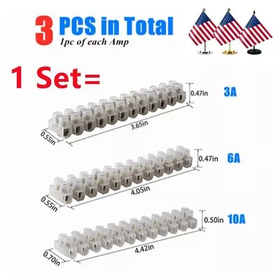 1 Set 12 Way Connector Strip 3A+6A+10A Electrical Wire Terminal Block Connection • $6.64