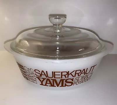 RARE Vtg Glasbake Milk Glass Casserole Dish  W Lid YAMS POTATOES Thanksgiving • $30