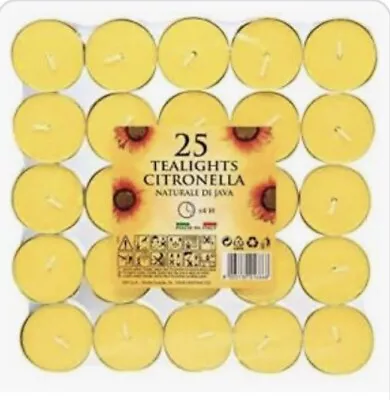 25 Citronella Tea Lights  Candle Insect Fly Repellent Outdoor Garden Bbq Camp • £4.82