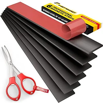 6 Pack Magnetic Strips With Adhesive Backing For Crafts Tools Kitchen Garage • $11.13