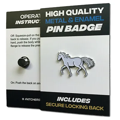 Horse White High Quality Metal & Enamel Pin Badge With Secure Locking Back • £4.75