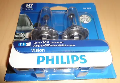 Philips Vision 30% H7 55W Two Bulbs Head Light Low Beam Replacement Upgrade • $18