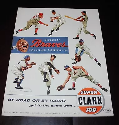 1956 Milwaukee Braves Vs Indians Baseball Scorecard Program EXHIBITION GAME • $29.96
