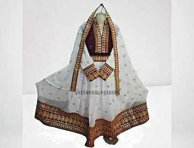 Afghan Dress Traditional Afghan Dress With Full Handmade White Embroidery • $118.91