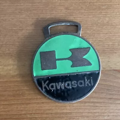 Vintage KAWASAKI Motorcycle Key Fob Keyring : BIG  K  Black Green Enamel • £25
