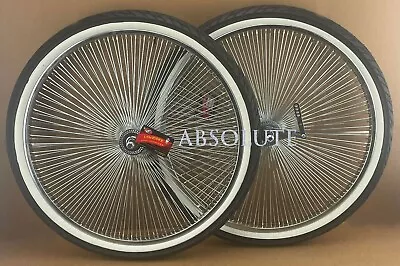 Vintage Lowrider 26  144 Spoke Chrome Dayton Rim Set W/whitewall Semi-slick Tire • $216.79