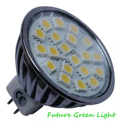 Mr16 20 Smd Led 3.5w 12v (11-30v) 290lm Warm White Bulb With Glass Cover ~50w • £5.97