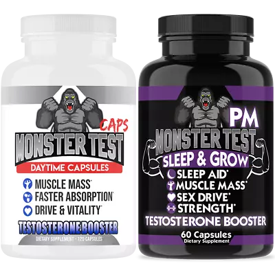 Monster Test Testosterone Booster Capsules + Monster PM Sleep Aid & Drive  • $21.99