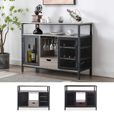 Industrial Wine Rack Home Bar Cabinet Liquor Glass Stemware Holder Table Kitchen • $169.99