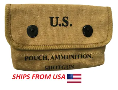 US WWII Canvas Shotgun Shell Ammunition Pouch Marked • $18.58