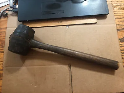 Vintage 25 Oz Total Weight Rubber Mallet Hammer 16” Wood Handle Ready To Work ! • $15.99