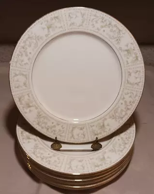 7 M Fine China Of Japan 5037 Derwood 10.75 Dinner Plates White Tan Flowers Green • $19.95