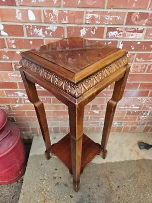 Vintage LANE Flame Mahogany Plant Stand Fern Table Carved Wood 2nd Shelf • $329.99