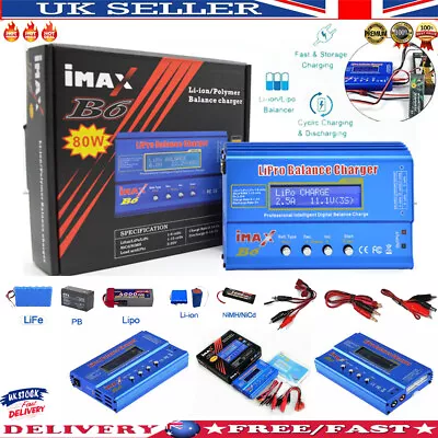 IMAX B6 80W RC Battery Charger Lipo NiMh NiCd Battery Balance Digital Charger • £22.07