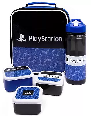 PlayStation Lunch Box Set 5 Piece Kids Bag Water Bottle Snack Pots One Size • £23.95