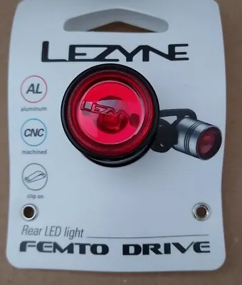 New Lezyne Femto Drive Rear Red Led Bicycle Light Mtb Road Commuter City Bike • £9.95