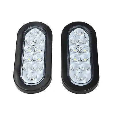 2pcs 6  Oval White 10 LED Trailer Truck Reverse Backup Tail Light W/Grommet Plug • $16.98
