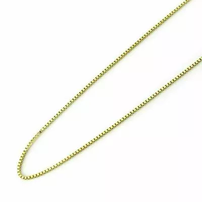 14K Solid Yellow Gold Box Necklace Real Gold Chain Lobster Clasp 0.6mm • $123.99