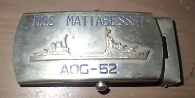 Vintage 1960s US Navy USS Mattabesset AOG-52 Gas Tanker Ship Metal Belt Buckle • $9.99