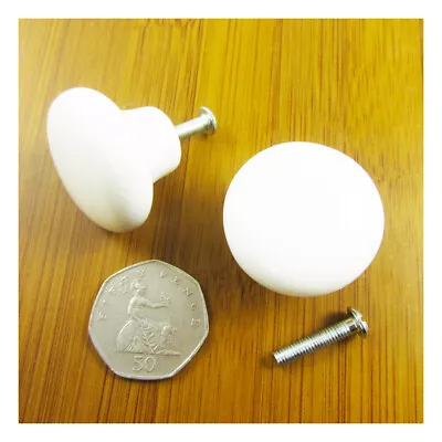 White Ceramic Knobs Cupboard Door Pull *2 Sizes*  Drawer Handle Bathroom Kitchen • £3.93