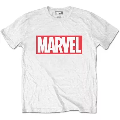 White Marvel Comics Marvel Box Logo Official Tee T-Shirt Mens Unisex • £15.99
