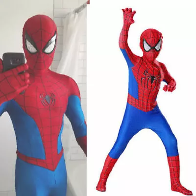 Spider Man Cosplay Costume Kids Superhero Lycra Morph Book Week Party Jumpsuit • $23.31