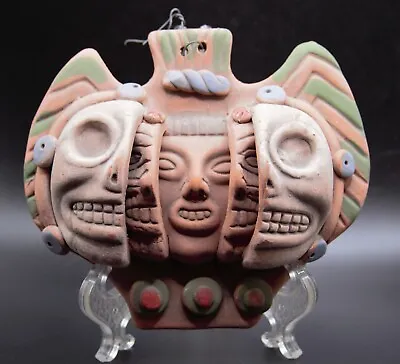 Mexico Three Ages Of Man Face Mask 3D Aztec Mayan Terracotta Pottery Art Skull  • $35