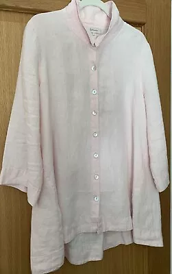 NEW- SAHARA Baby Pink Heavy Linen Buttoned Up Tunic Top Size 3 With Pleated Back • £49