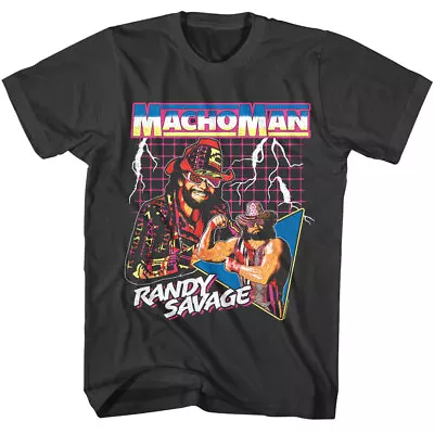 Macho Man Lightning Synthwave Men's T Shirt 80's Cool Randy Savage Wrestling • $25.50