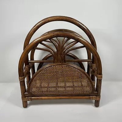 £24.99 • Buy Vintage Bamboo Magazine Rack Wicker Frame Rustic Magazine Newspaper Storage