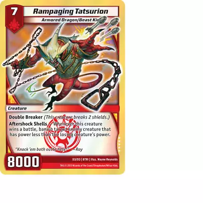 Kaijudo X1 RAMPAGING TATSURION Foil Super Rare 8TRI Elite Series: Triple Strike • $1.05