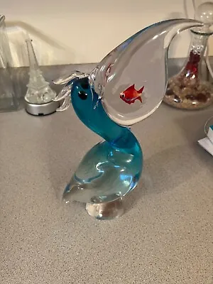 Murano Glass Pelican With Fish Ogetti • $750