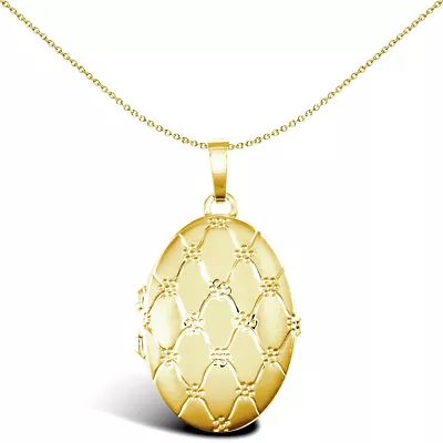9ct Gold Mersham Jewels Quilted Daisy Oval 4 Picture Family Locket Pendant • £507.99