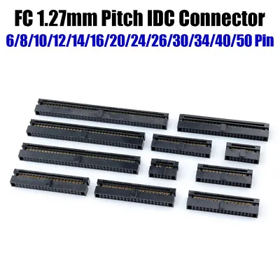 FC 1.27mm Pitch 6/8-50 Pin IDC Socket Double Row Female Header Cable Connector • £1.80