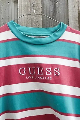  GUESS Jeans American Tradition Vintage T-shirt Striped Size Medium Green  • $20