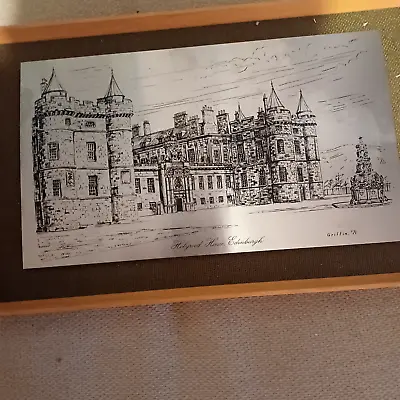 Holyrood House Etching Omicways Vintage Edinburgh Stainless Steel Picture 1971 • £15