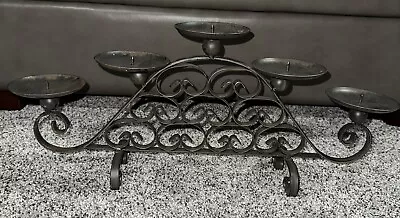 Vintage Wrought Iron Scrolled 5 Column Candle Holder • $19.99