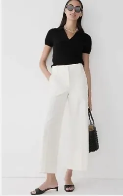 J.Crew 365 Wide Leg Trousers High Rise Sailor Pants Cropped Ivory Women’s 6 • $39